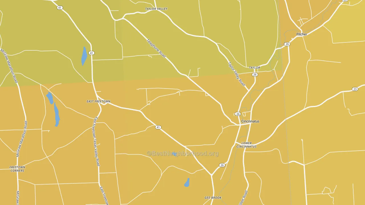 Map of the best neighborhoods in the 13040 area, with better matches in green and worse matches in red