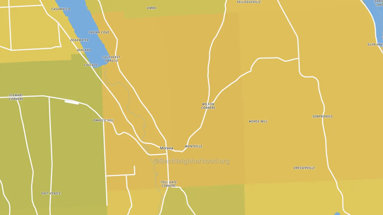 Map of the best neighborhoods in the 13118 area, with better matches in green and worse matches in red