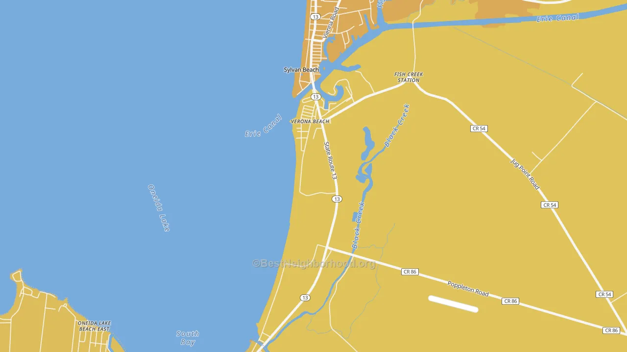 Map of the best neighborhoods in the 13162 area, with better matches in green and worse matches in red