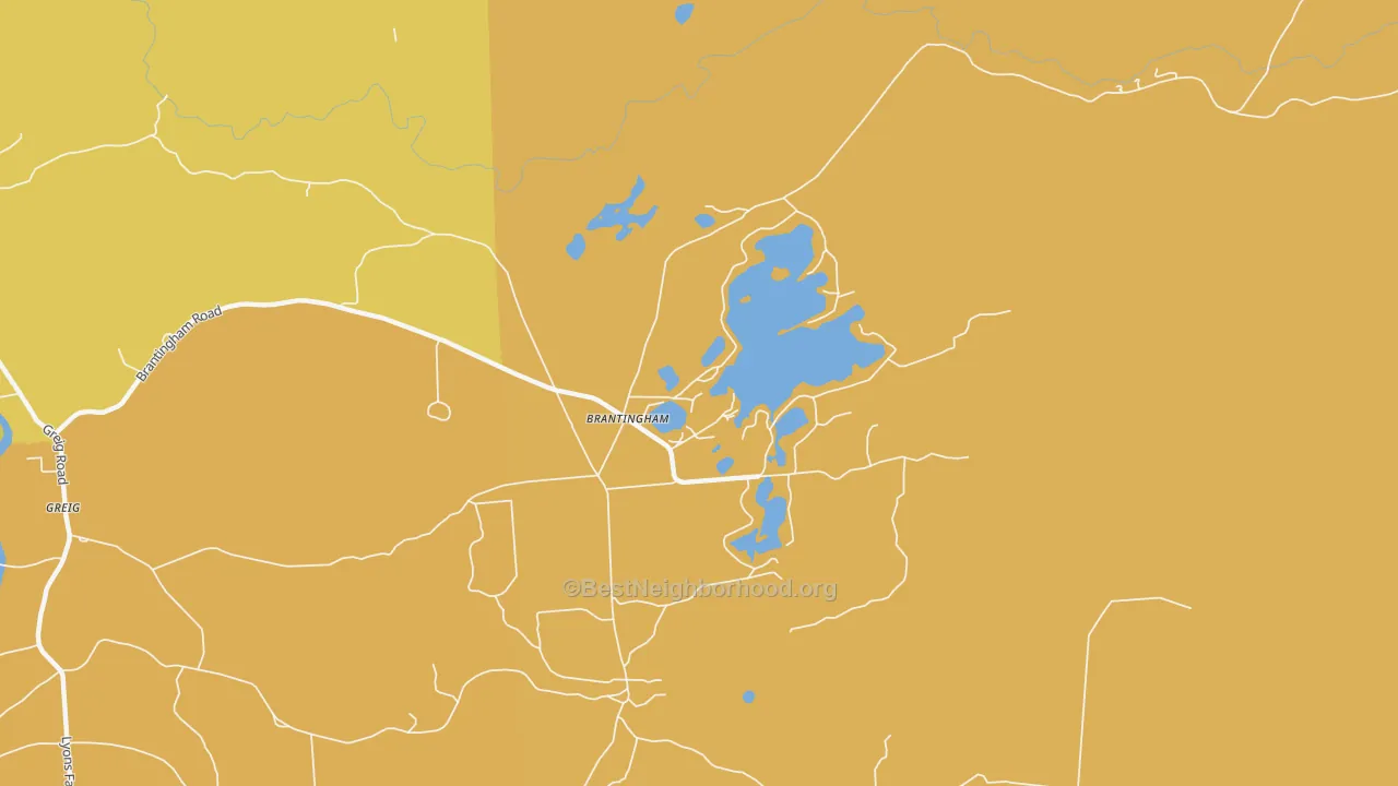 Map of the best neighborhoods in the 13312 area, with better matches in green and worse matches in red