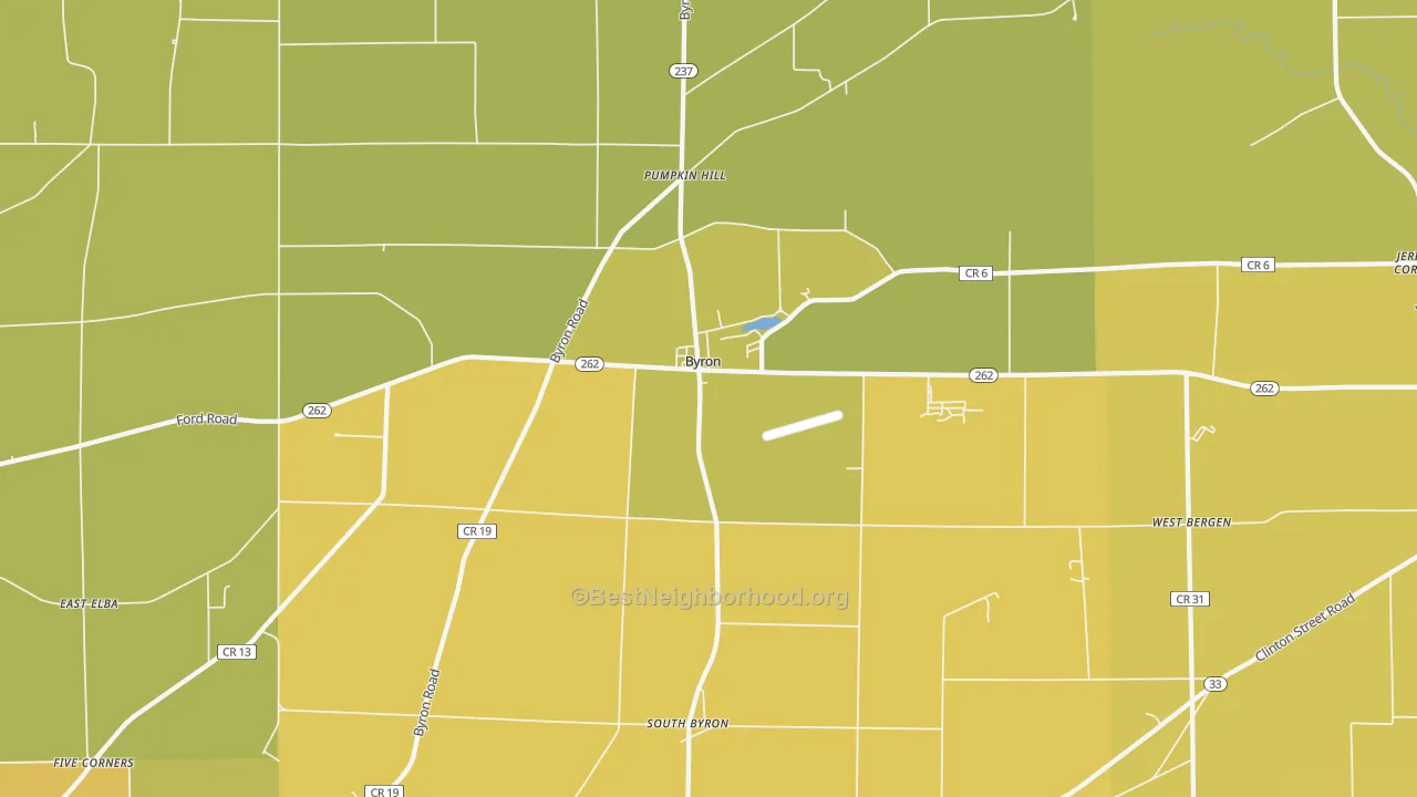 Map of the best neighborhoods in the 14422 area, with better matches in green and worse matches in red