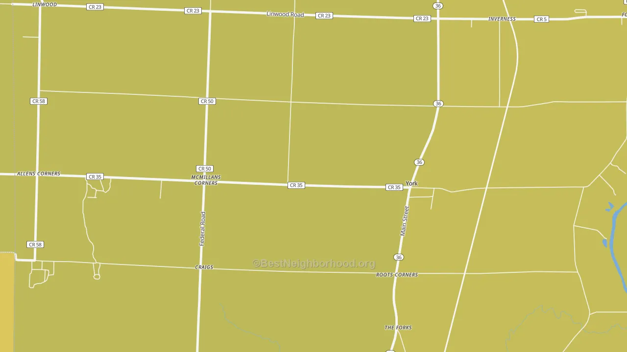 Map of the best neighborhoods in the 14592 area, with better matches in green and worse matches in red