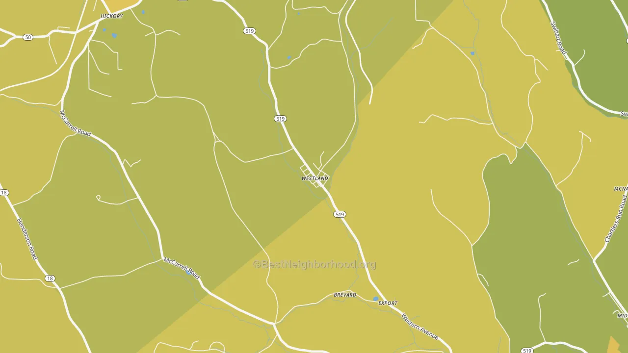 Map of the best neighborhoods in the 15378 area, with better matches in green and worse matches in red