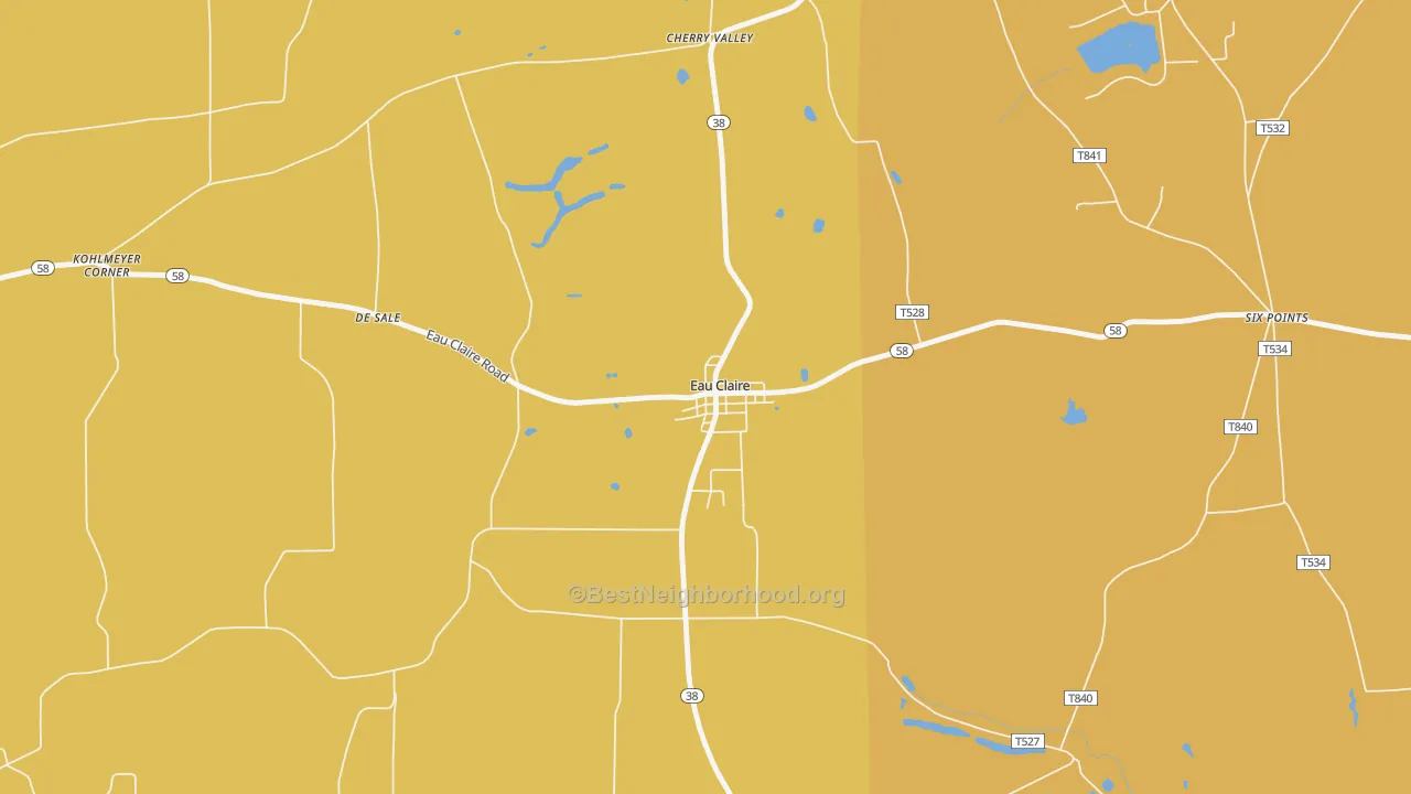 Map of the best neighborhoods in the 16030 area, with better matches in green and worse matches in red