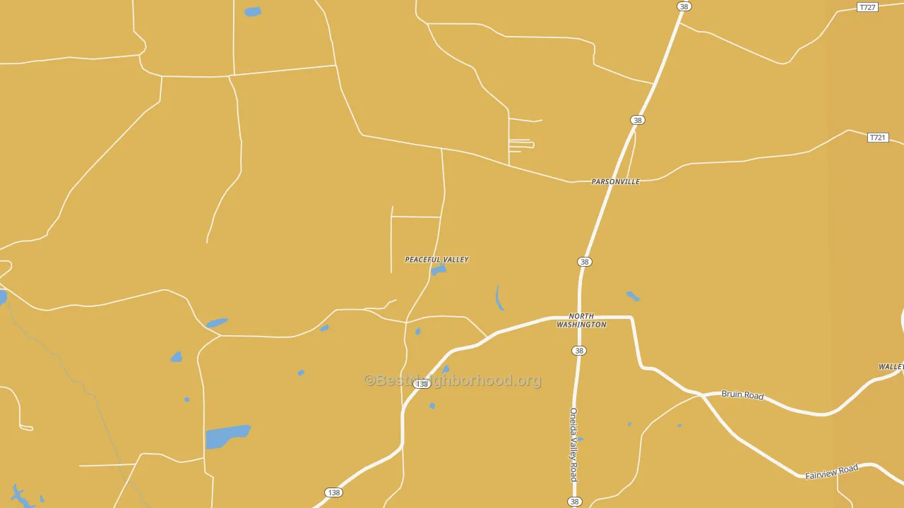 Map of the best neighborhoods in the 16048 area, with better matches in green and worse matches in red