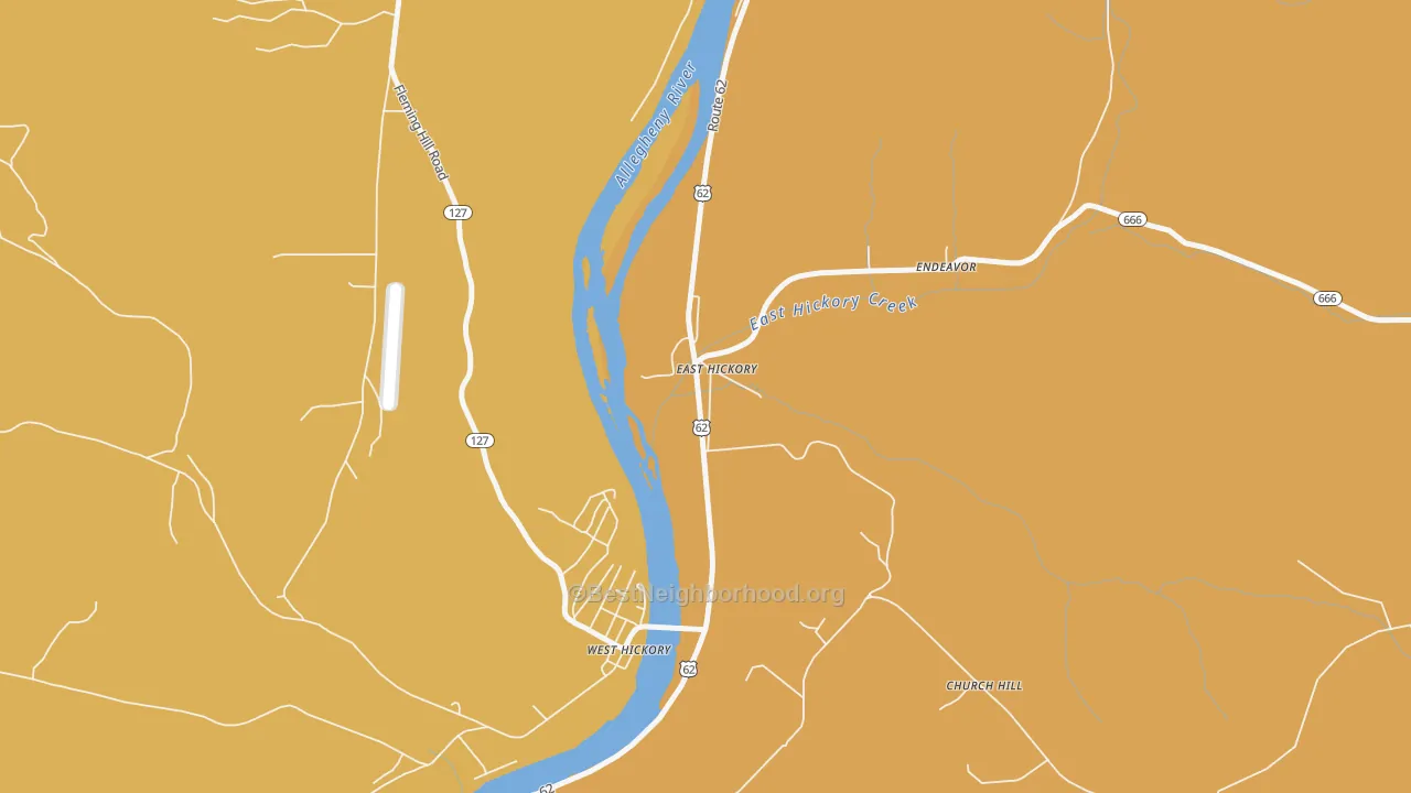 Map of the best neighborhoods in the 16321 area, with better matches in green and worse matches in red