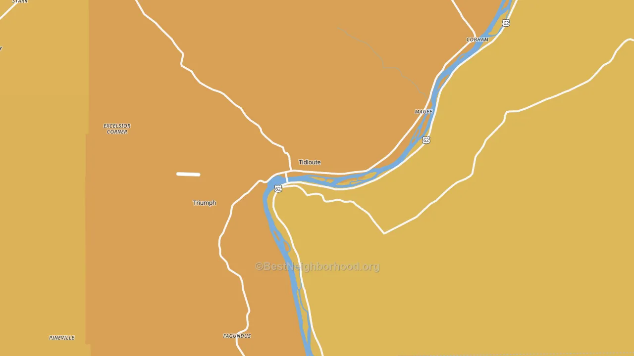 Map of the best neighborhoods in the 16351 area, with better matches in green and worse matches in red