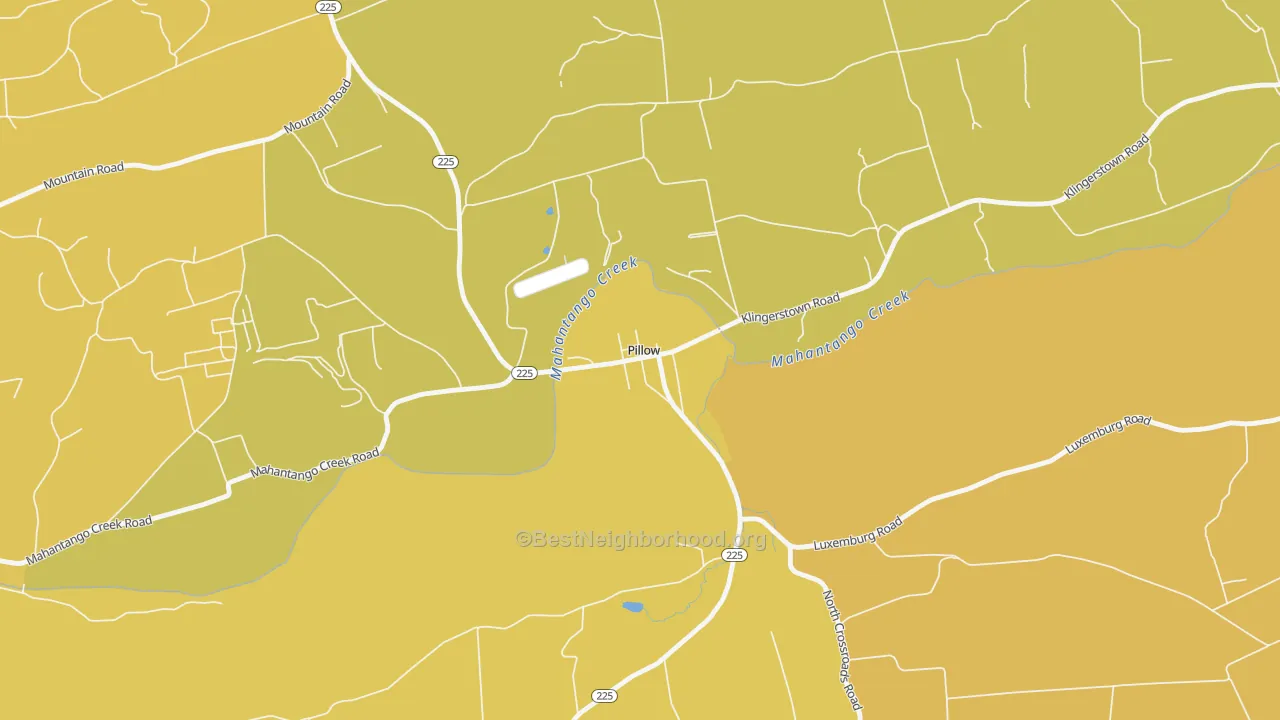 Map of the best neighborhoods in the 17080 area, with better matches in green and worse matches in red