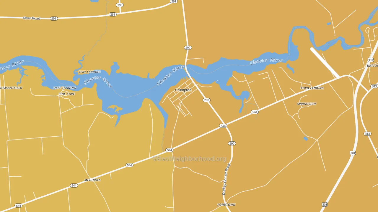 Map of the best neighborhoods in the 21628 area, with better matches in green and worse matches in red