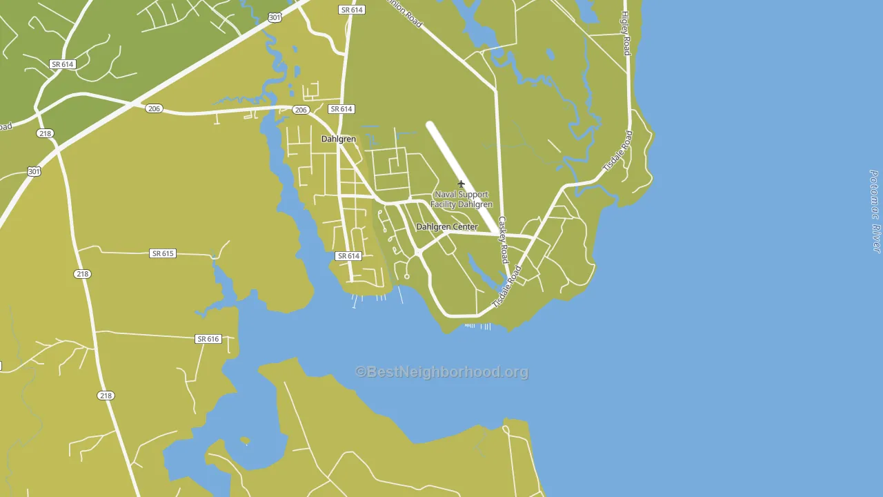 Map of the best neighborhoods in the 22448 area, with better matches in green and worse matches in red