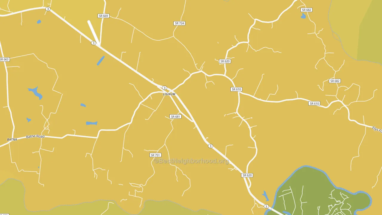 Map of the best neighborhoods in the 22726 area, with better matches in green and worse matches in red