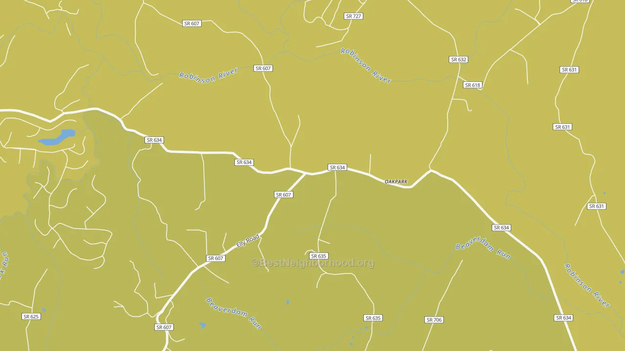 Map of the best neighborhoods in the 22730 area, with better matches in green and worse matches in red