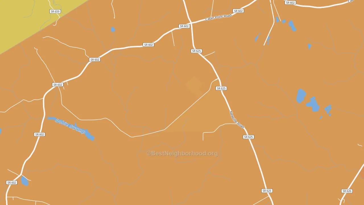 Map of the best neighborhoods in the 23891 area, with better matches in green and worse matches in red