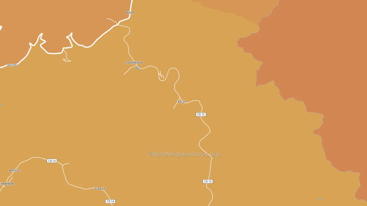 Map of the best neighborhoods in the 25022 area, with better matches in green and worse matches in red