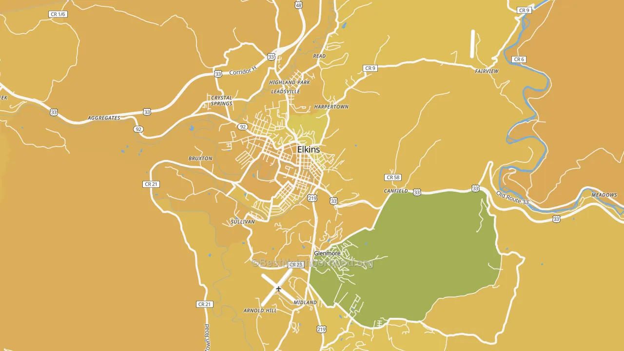 Map of the best neighborhoods in the 26241 area, with better matches in green and worse matches in red
