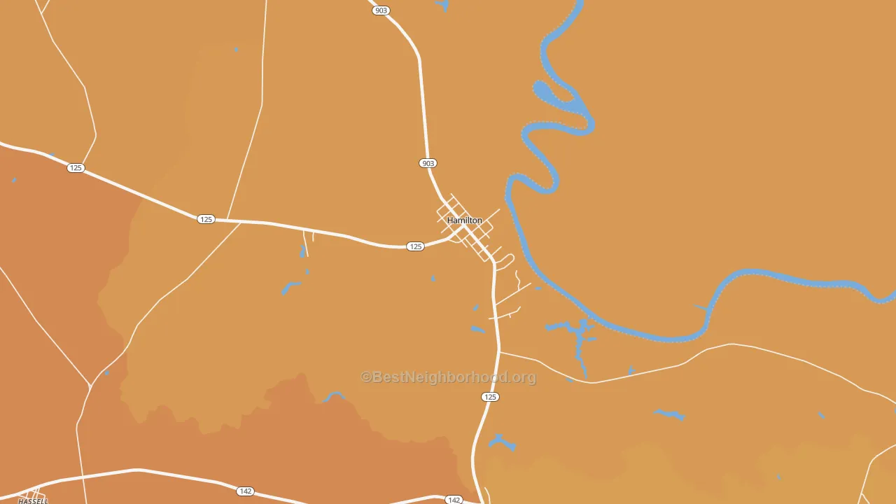 Map of the best neighborhoods in the 27840 area, with better matches in green and worse matches in red