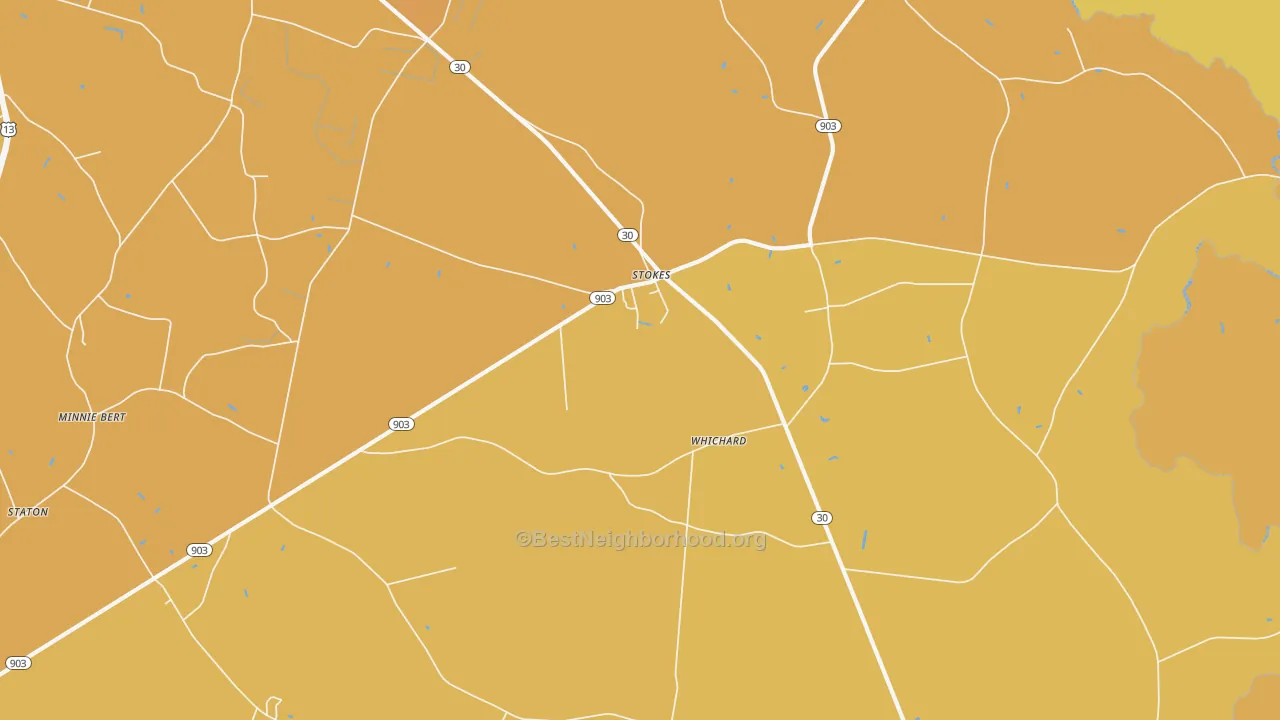 Map of the best neighborhoods in the 27884 area, with better matches in green and worse matches in red