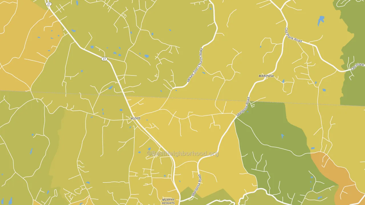 Map of the best neighborhoods in the 28006 area, with better matches in green and worse matches in red