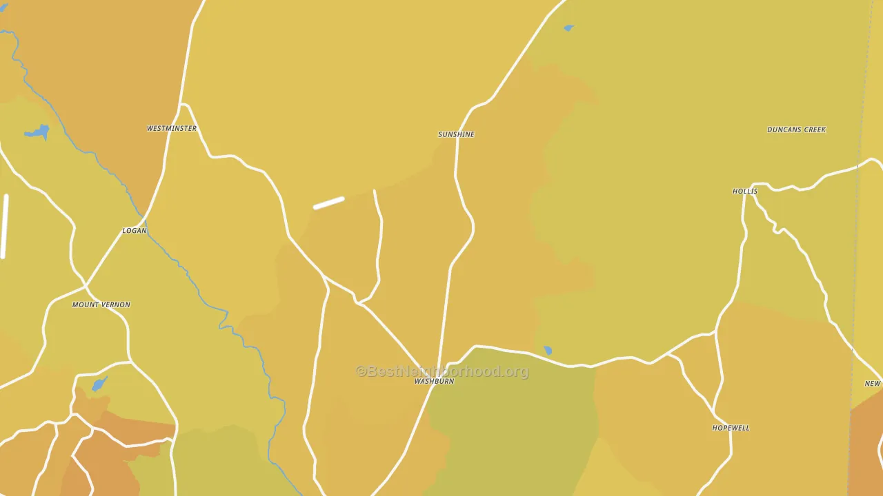 Map of the best neighborhoods in the 28018 area, with better matches in green and worse matches in red