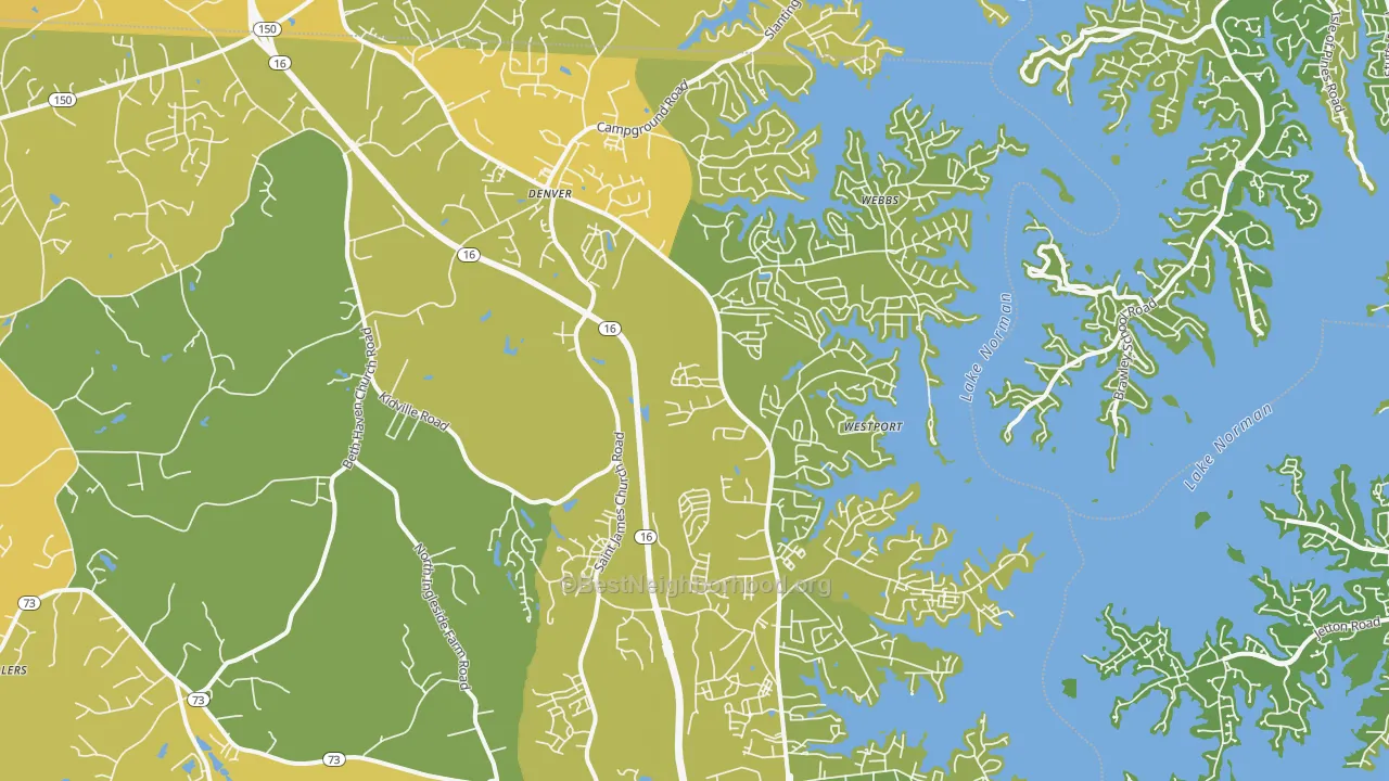 Map of the best neighborhoods in the 28037 area, with better matches in green and worse matches in red