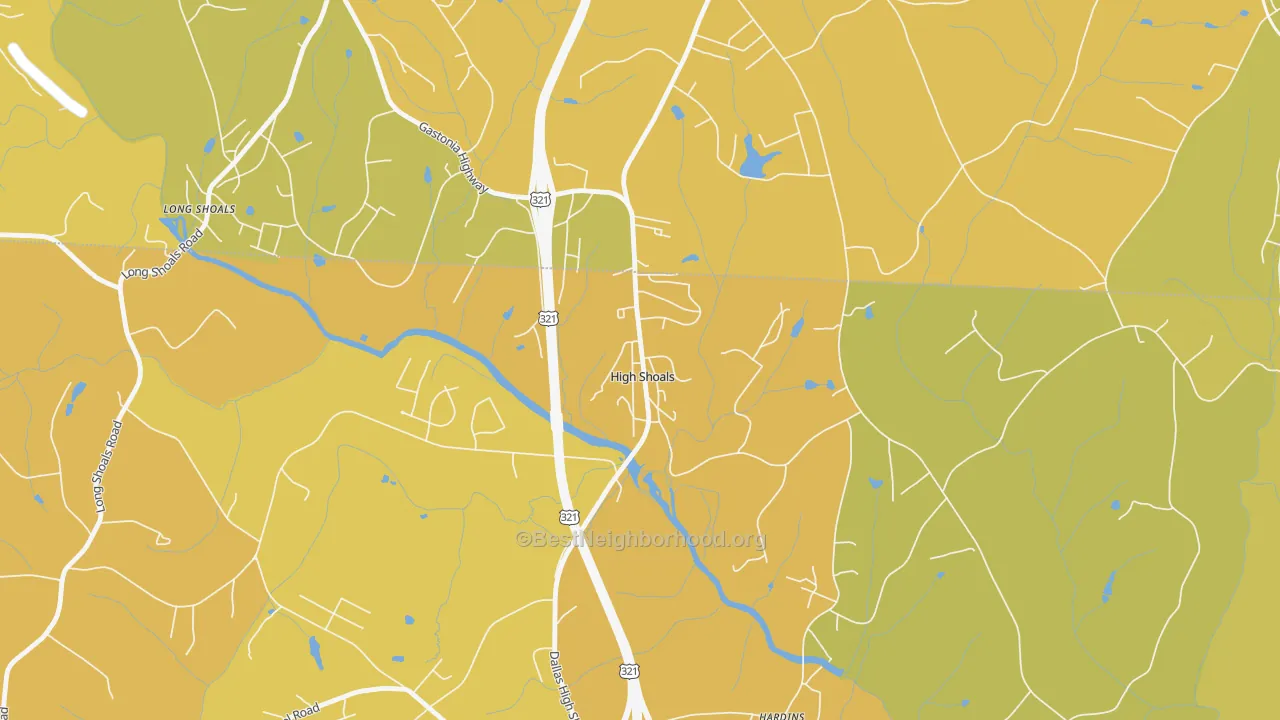 Map of the best neighborhoods in the 28077 area, with better matches in green and worse matches in red