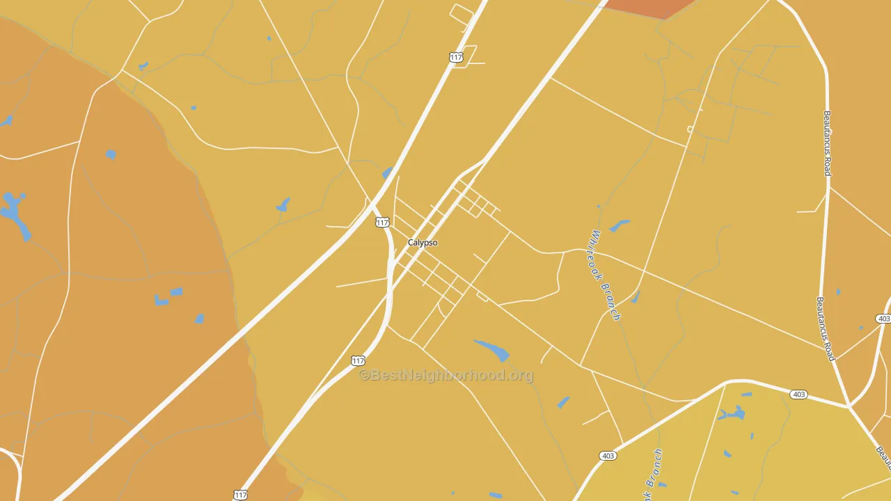 Map of the best neighborhoods in the 28325 area, with better matches in green and worse matches in red