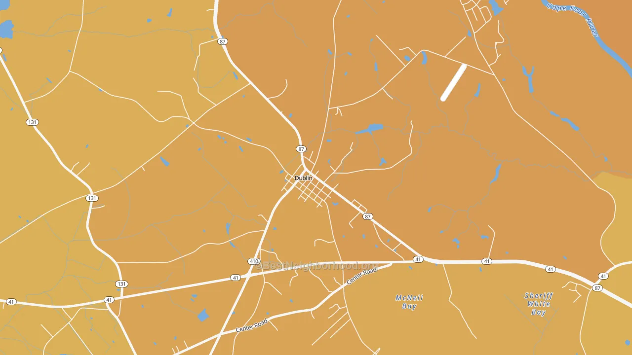 Map of the best neighborhoods in the 28332 area, with better matches in green and worse matches in red