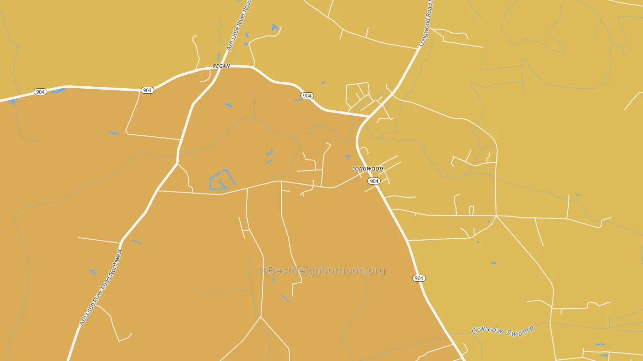 Map of the best neighborhoods in the 28452 area, with better matches in green and worse matches in red