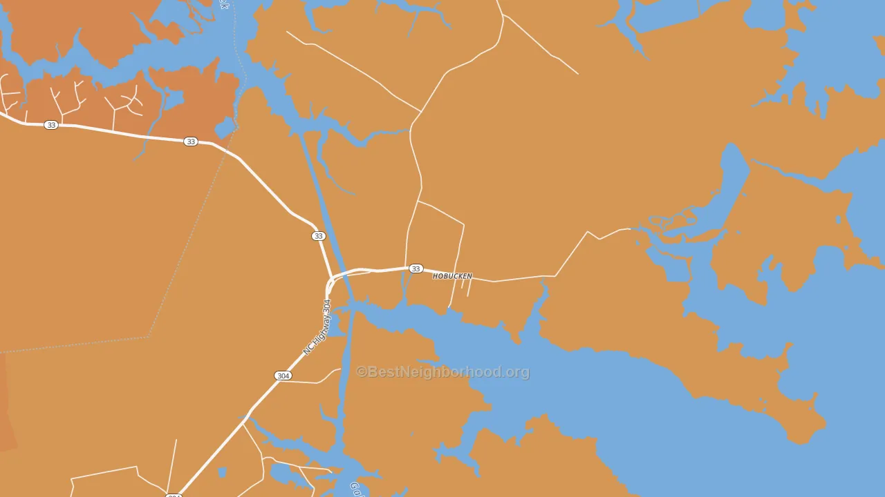 Map of the best neighborhoods in the 28537 area, with better matches in green and worse matches in red