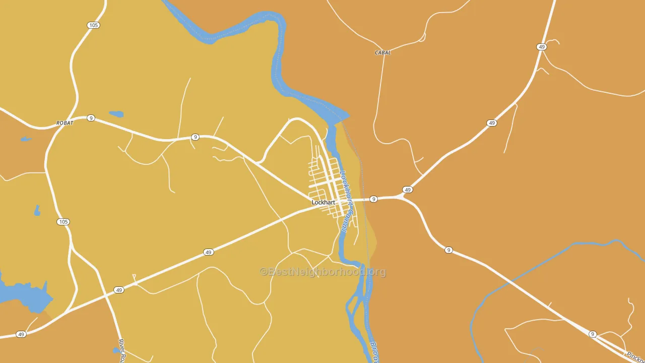 Map of the best neighborhoods in the 29364 area, with better matches in green and worse matches in red