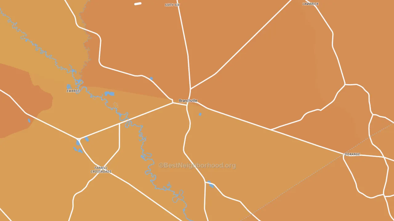 Map of the best neighborhoods in the 29432 area, with better matches in green and worse matches in red