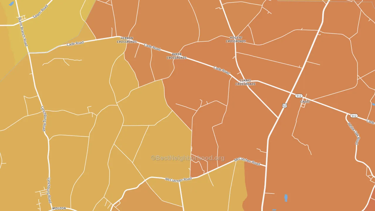 Map of the best neighborhoods in the 29518 area, with better matches in green and worse matches in red