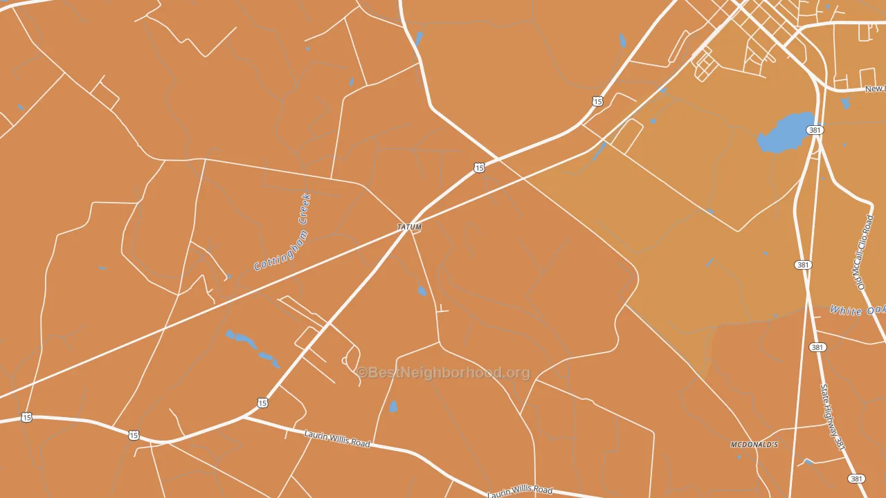 Map of the best neighborhoods in the 29594 area, with better matches in green and worse matches in red