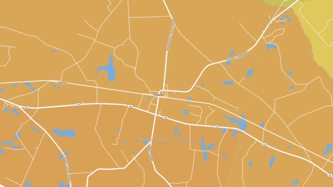 Map of the best neighborhoods in the 30451 area, with better matches in green and worse matches in red