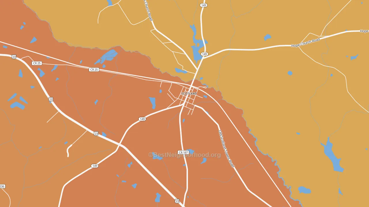 Map of the best neighborhoods in the 31083 area, with better matches in green and worse matches in red