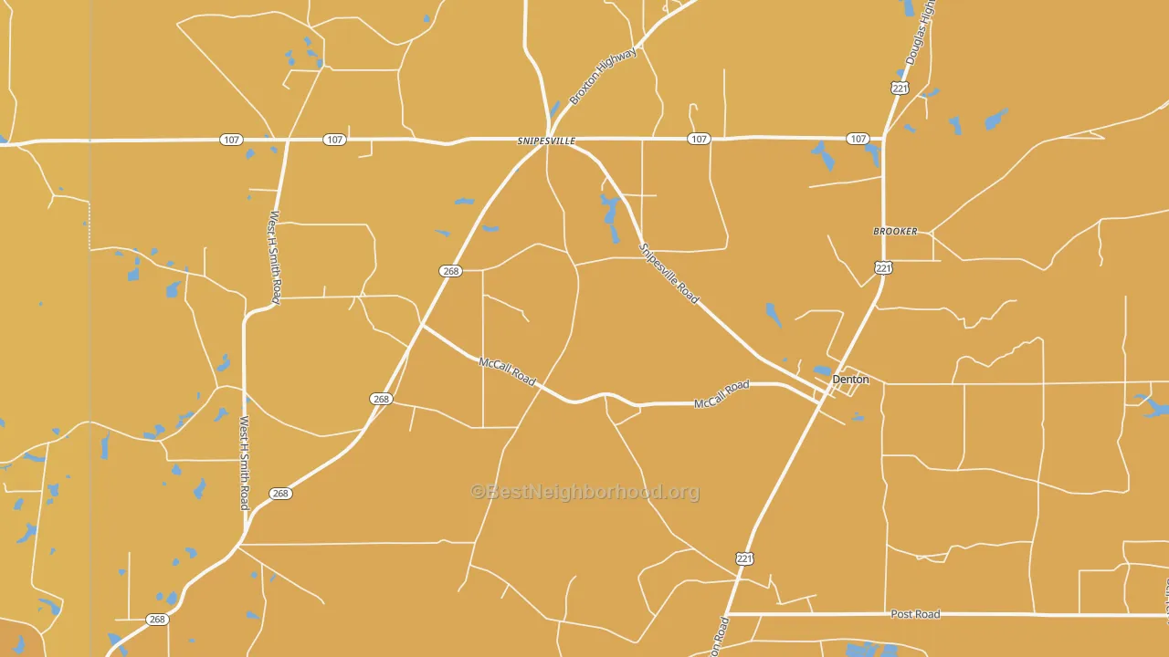 Map of the best neighborhoods in the 31532 area, with better matches in green and worse matches in red