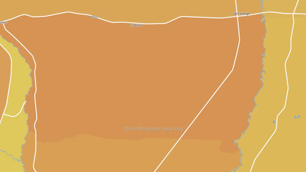 Map of the best neighborhoods in the 31562 area, with better matches in green and worse matches in red
