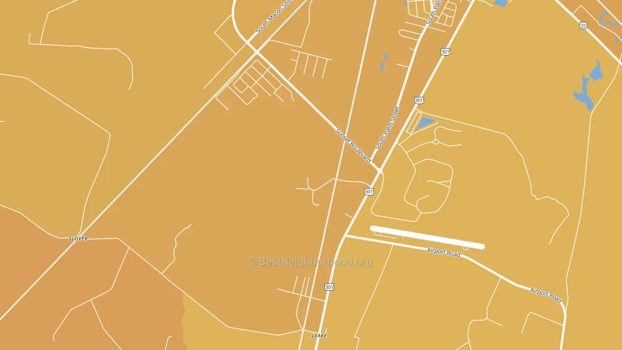 Map of the best neighborhoods in the 31599 area, with better matches in green and worse matches in red