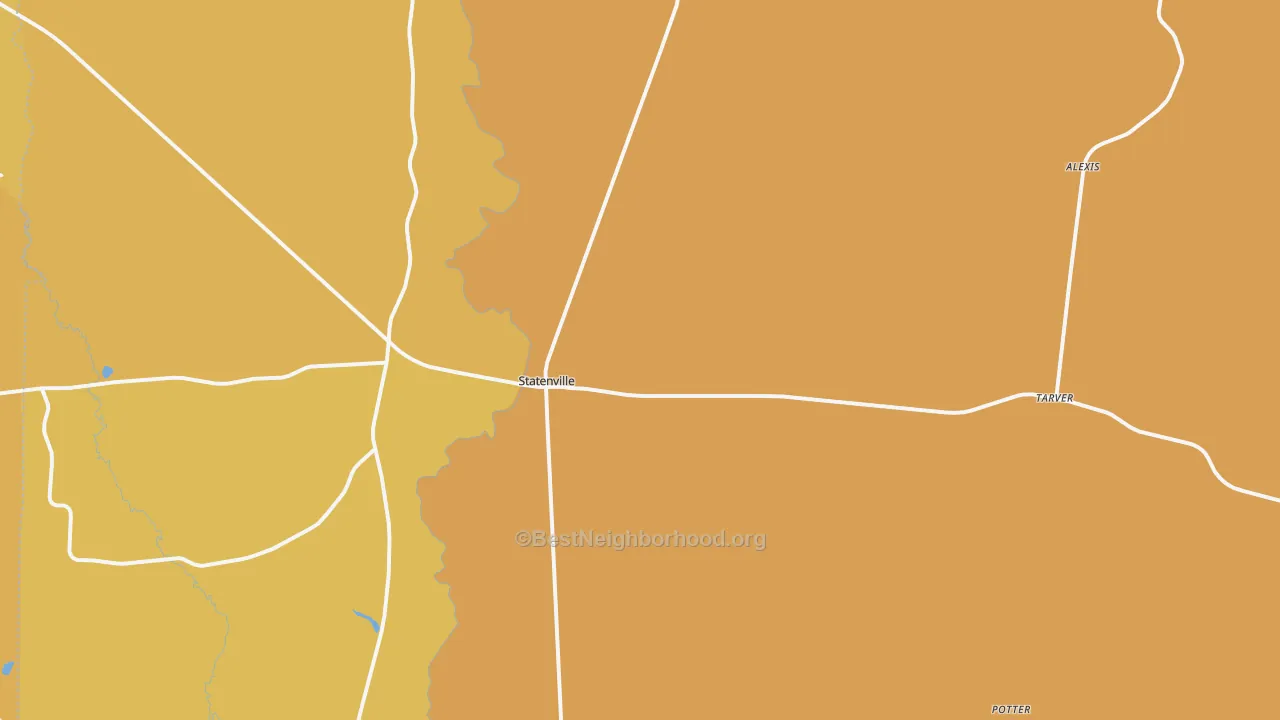 Map of the best neighborhoods in the 31648 area, with better matches in green and worse matches in red