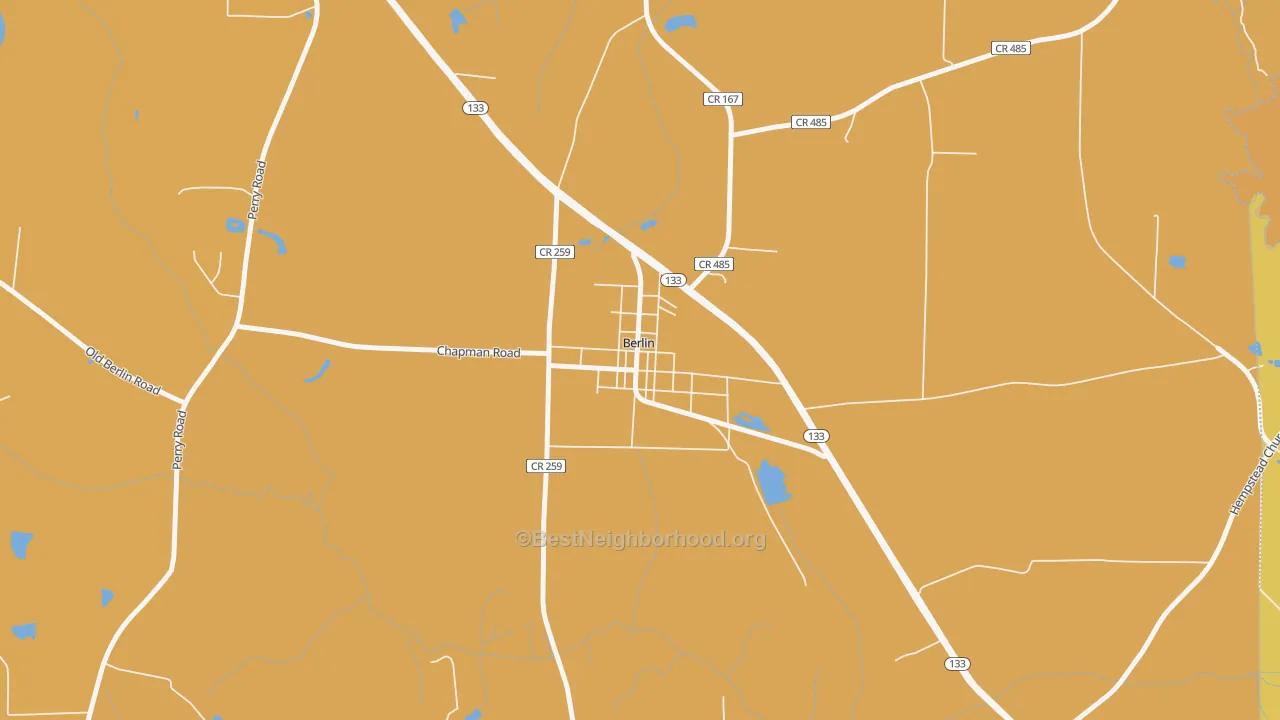 Map of the best neighborhoods in the 31722 area, with better matches in green and worse matches in red