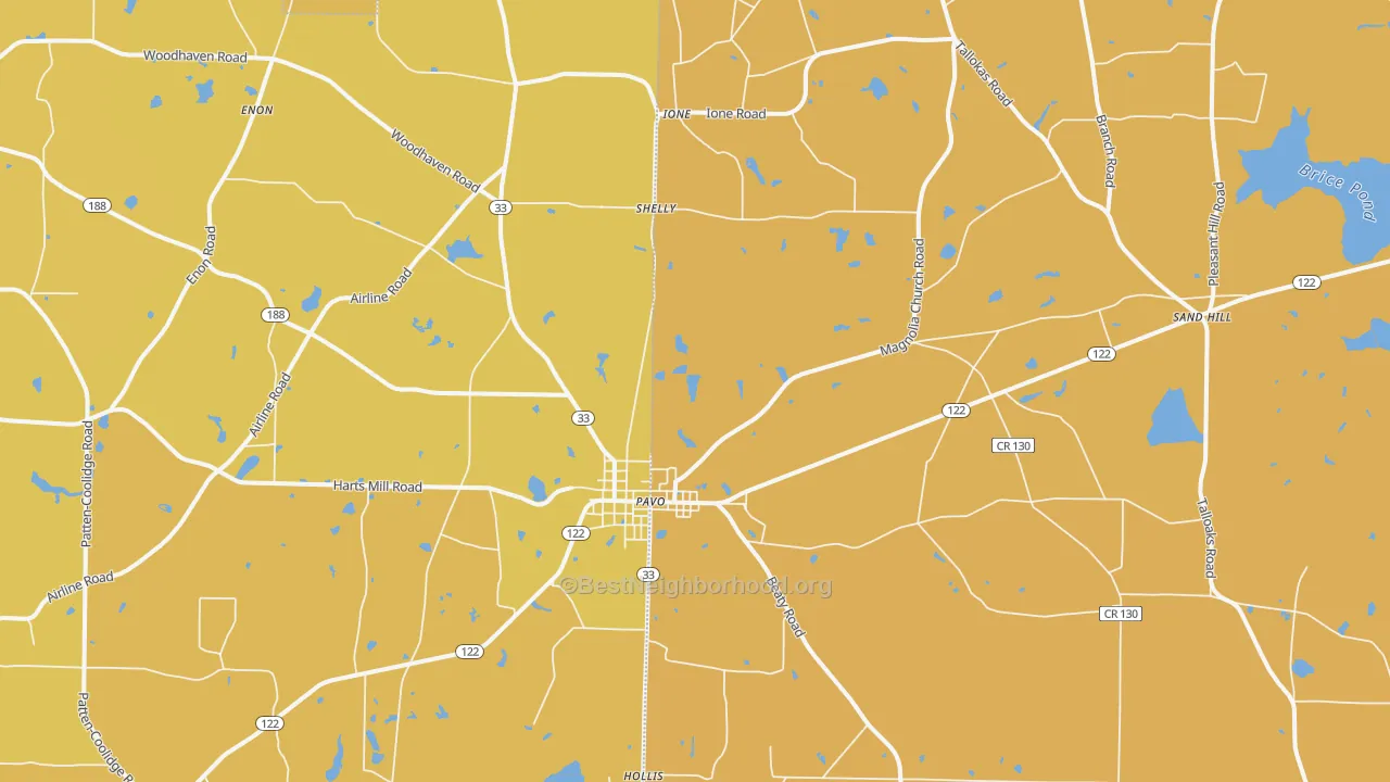Map of the best neighborhoods in the 31778 area, with better matches in green and worse matches in red