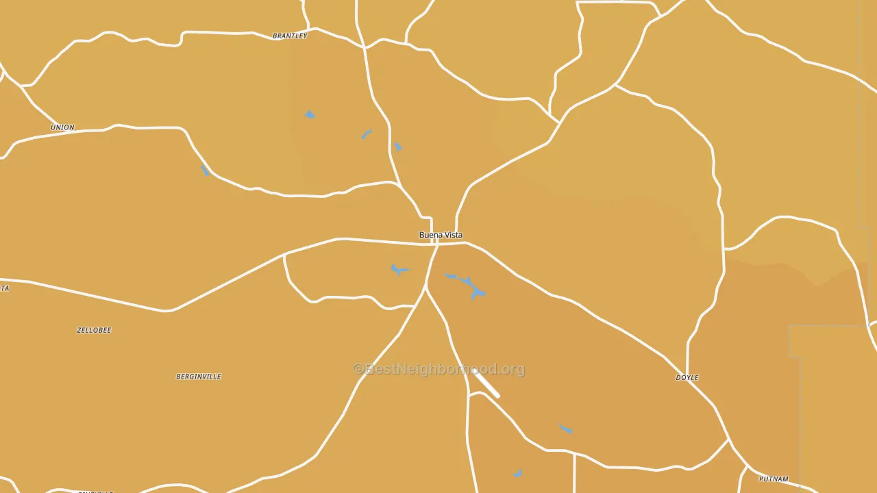 Map of the best neighborhoods in the 31803 area, with better matches in green and worse matches in red