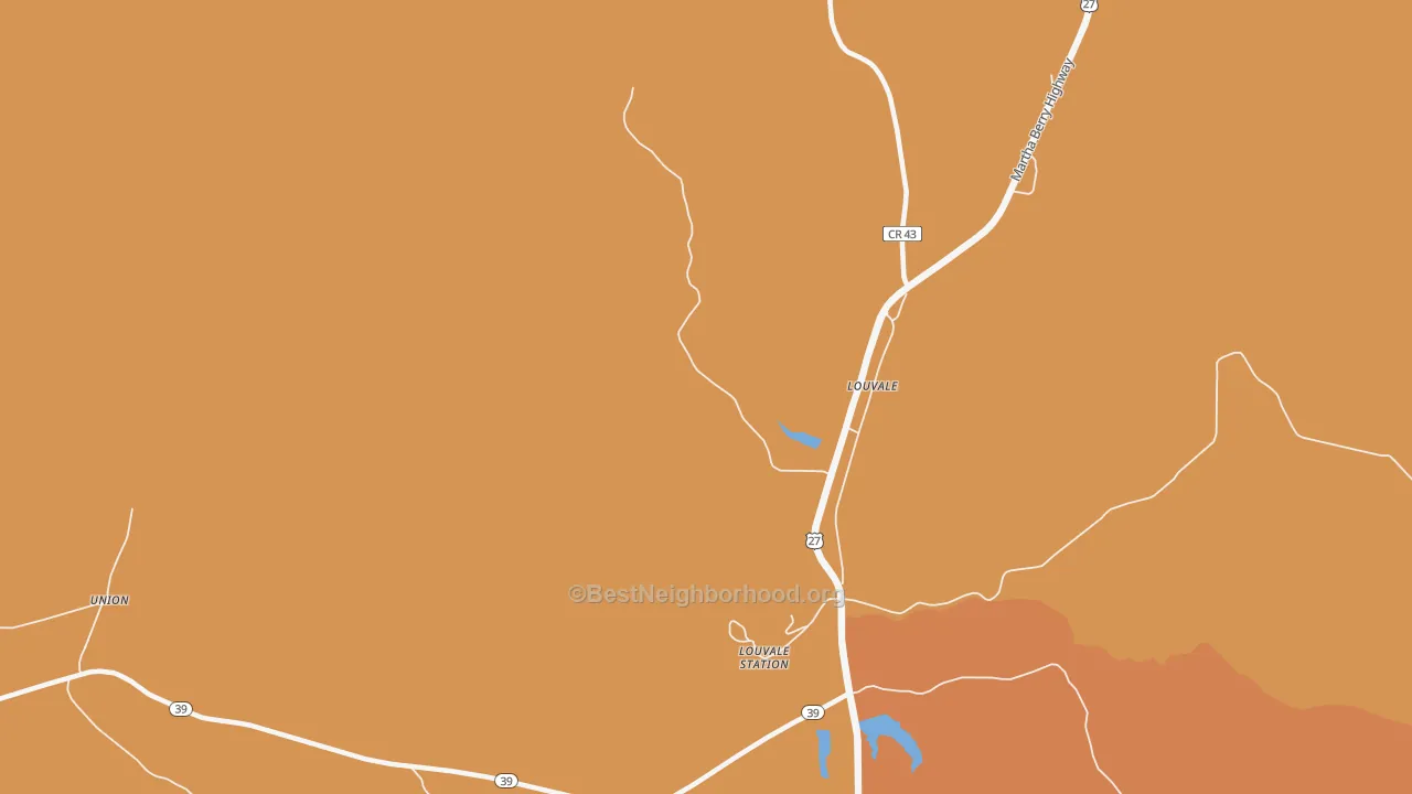 Map of the best neighborhoods in the 31814 area, with better matches in green and worse matches in red