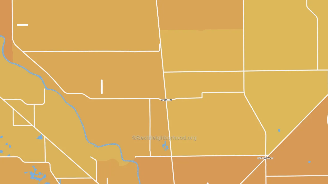 Map of the best neighborhoods in the 32071 area, with better matches in green and worse matches in red