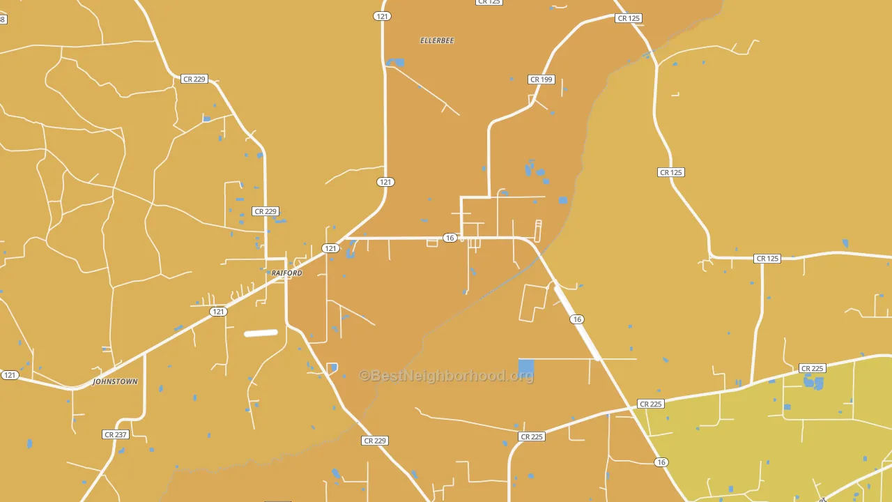 Map of the best neighborhoods in the 32083 area, with better matches in green and worse matches in red