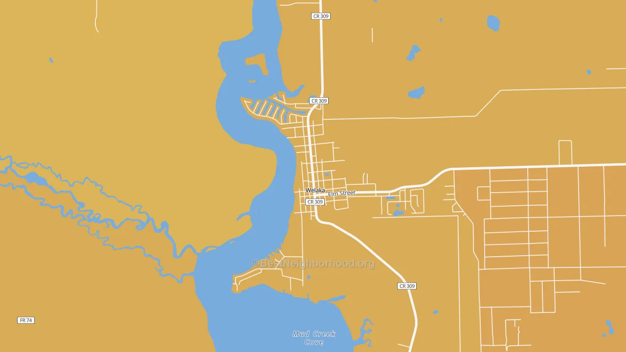 Map of the best neighborhoods in the 32193 area, with better matches in green and worse matches in red