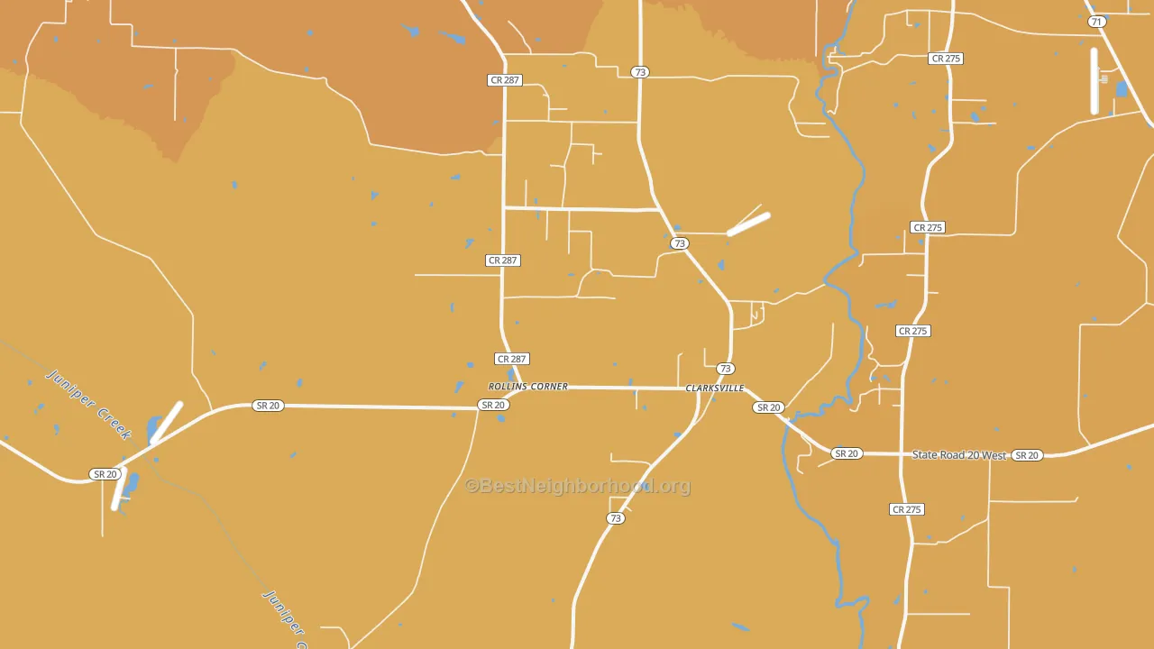 Map of the best neighborhoods in the 32430 area, with better matches in green and worse matches in red
