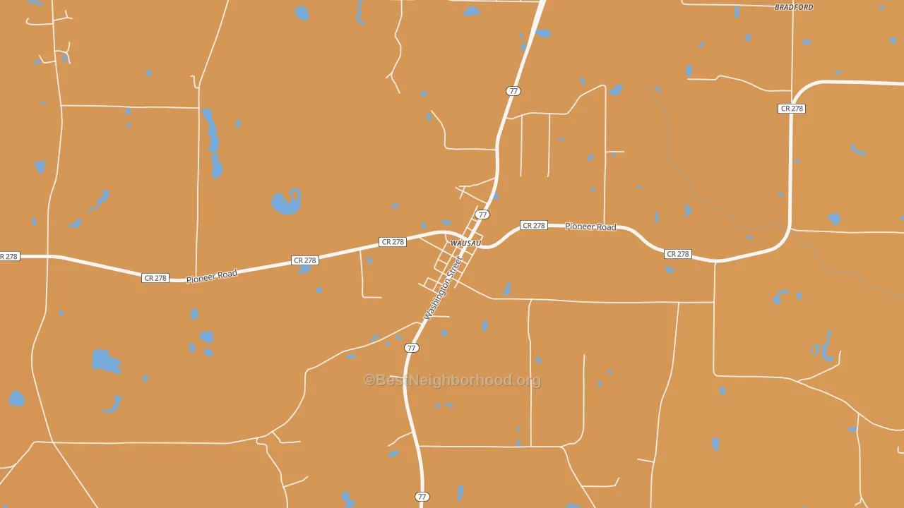 Map of the best neighborhoods in the 32463 area, with better matches in green and worse matches in red