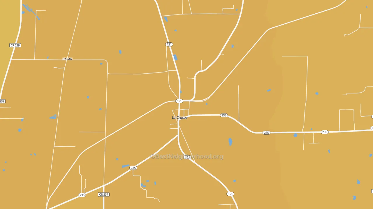 Map of the best neighborhoods in the 32658 area, with better matches in green and worse matches in red