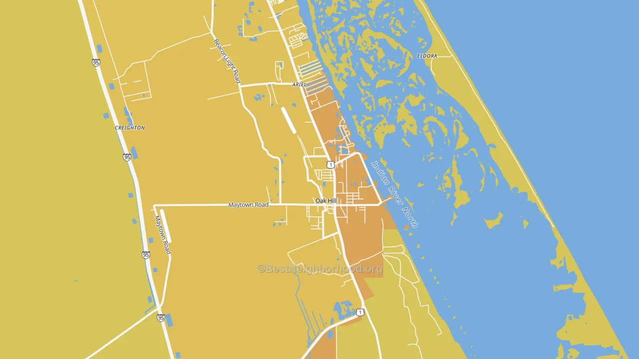 Map of the best neighborhoods in the 32759 area, with better matches in green and worse matches in red